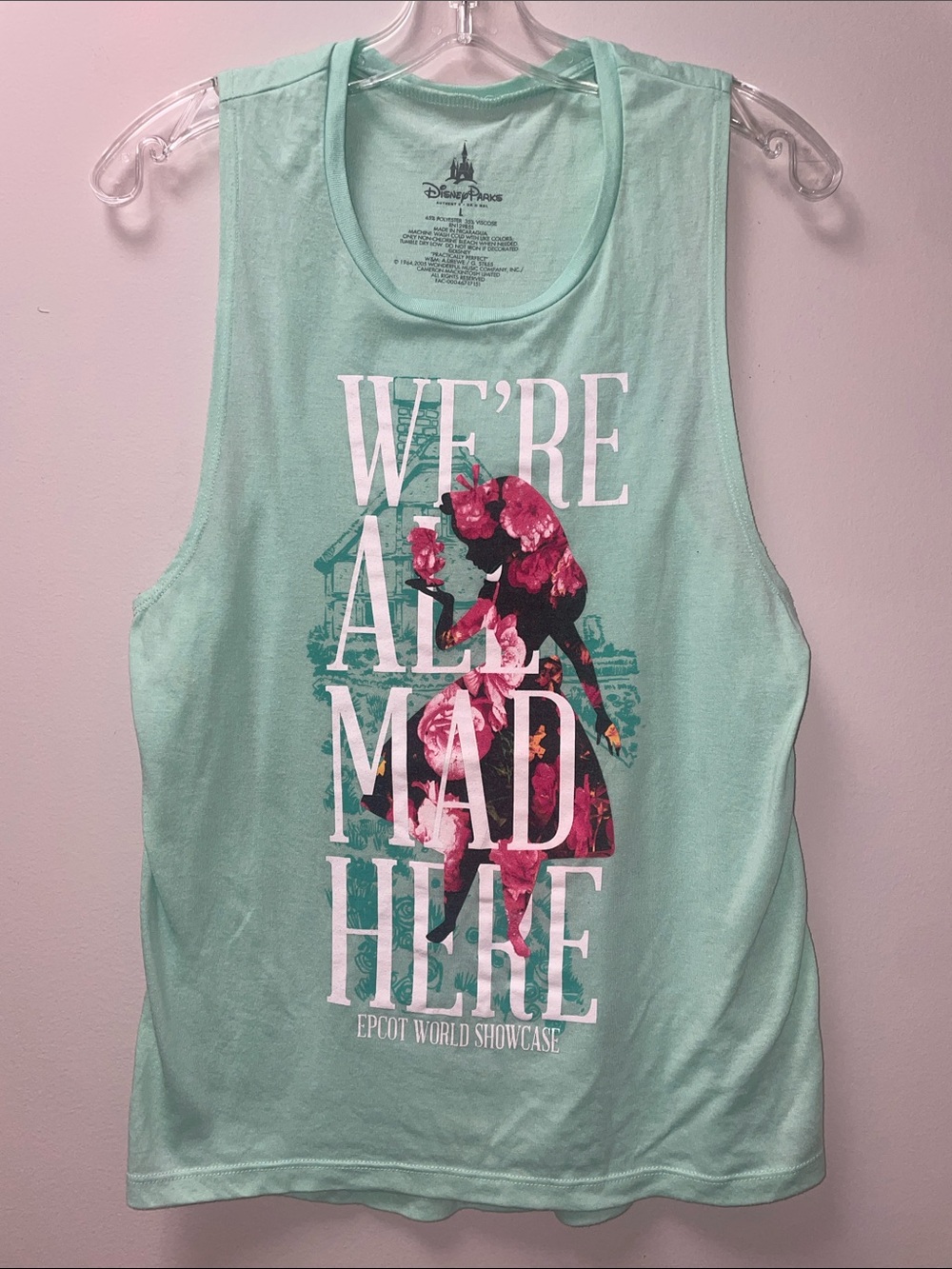Disney Mint Green 'We're All Mad Here' Floral Alice Tank